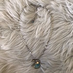 Lucky Brand silver necklace with blue stone charms